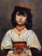 Ion Georgescu Portrait of a Little Girl oil painting on canvas